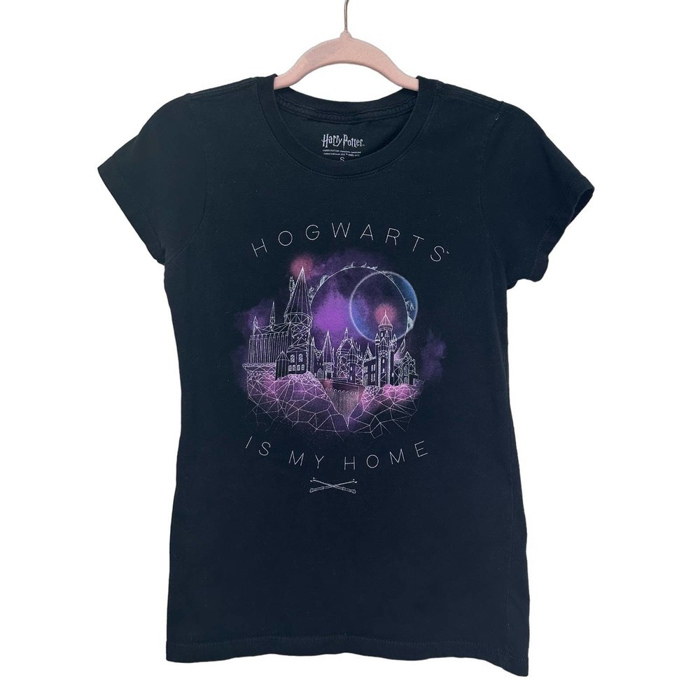Hogwarts Is My Home Shirt, Harry Potter Black Blouse size Small 100% Cotton